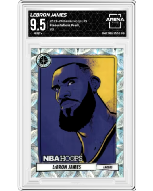 2023-24 Hoops Premium Stock Lebron James #3 AC 9.5